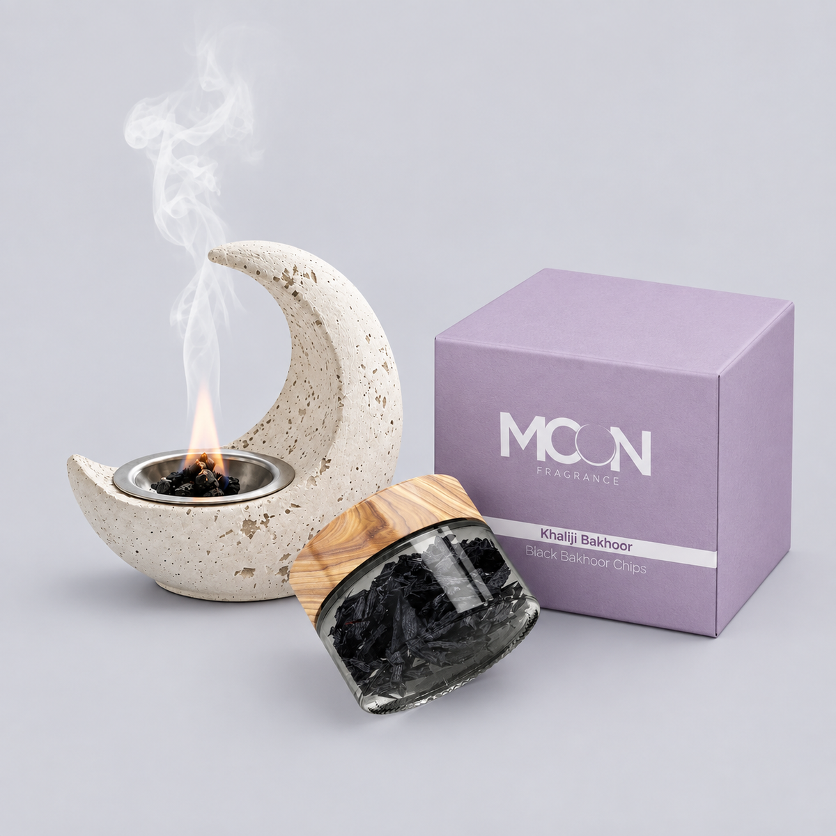 Khaliji Bakhoor & Crescent Moon Burner Bundle